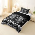 thumbnail image 2 of Manfei Pretty Initial H Print Twin Comforter Sets,Rustic Damask Bedding Set,Black,Black Reversible,2-Piece,1 Comforter and 1 Pillowcase, 2 of 7