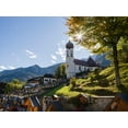 thumbnail image 2 of Zwick, Martin 32x25 White Modern Wood Framed Museum Art Print Titled - Church St-Johannes der Taufer-John the Baptist-Village Grainau near Garmisch-Partenkirchen and moun, 2 of 4