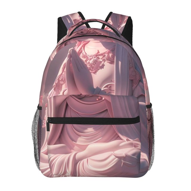 Disketp Pink Lotus Buddha Mochila Estampada para Hombre y Mujer – Mochila Ligera Clásica con Múltiples Bolsillos para Universidad, Trabajo y Viajes-One Size