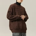 thumbnail image 2 of Hrsba Mens Crewneck Sweater Solid Color Textured Thick Long Sleeve Knit Sweater for Men Casual Fall Winter Warm Pullover Top, 2 of 5
