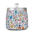 thumbnail image 7 of Yayeee Ashtray with Lid for Cigarette Smokeless Stainless Steel Home Ash Holder, Doodle Pattern, 7 of 7