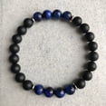 thumbnail image 2 of Natural Matte Onyx & Blue Tigers Eye 8mm Round Shape Smooth Cut Beads Stretchable Bracelet for Men & Women., 2 of 3