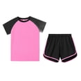 thumbnail image 4 of RRMuAzgs Girls 2-Piece Outfits Short Sleeve T-Shirt & Sports Shorts Set Summer Casual Tracksuit for 3-15 Years, 4 of 6