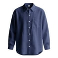 thumbnail image 6 of USNSM Men's Linen Shirts Casual Button Down Long Sleeve Shirt Solid Spread Collar Summer Beach Shirts with Pocket Blue XL, 6 of 7