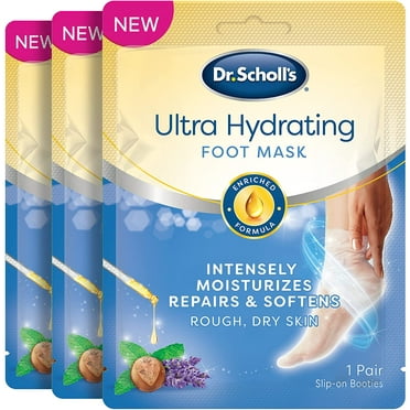 Dr. Scholl's Ultra Hydrating Foot Peel Mask 3pk, Intensely Moisturizes Repairs and Softens Rough Dry skin with Urea, 3 Count