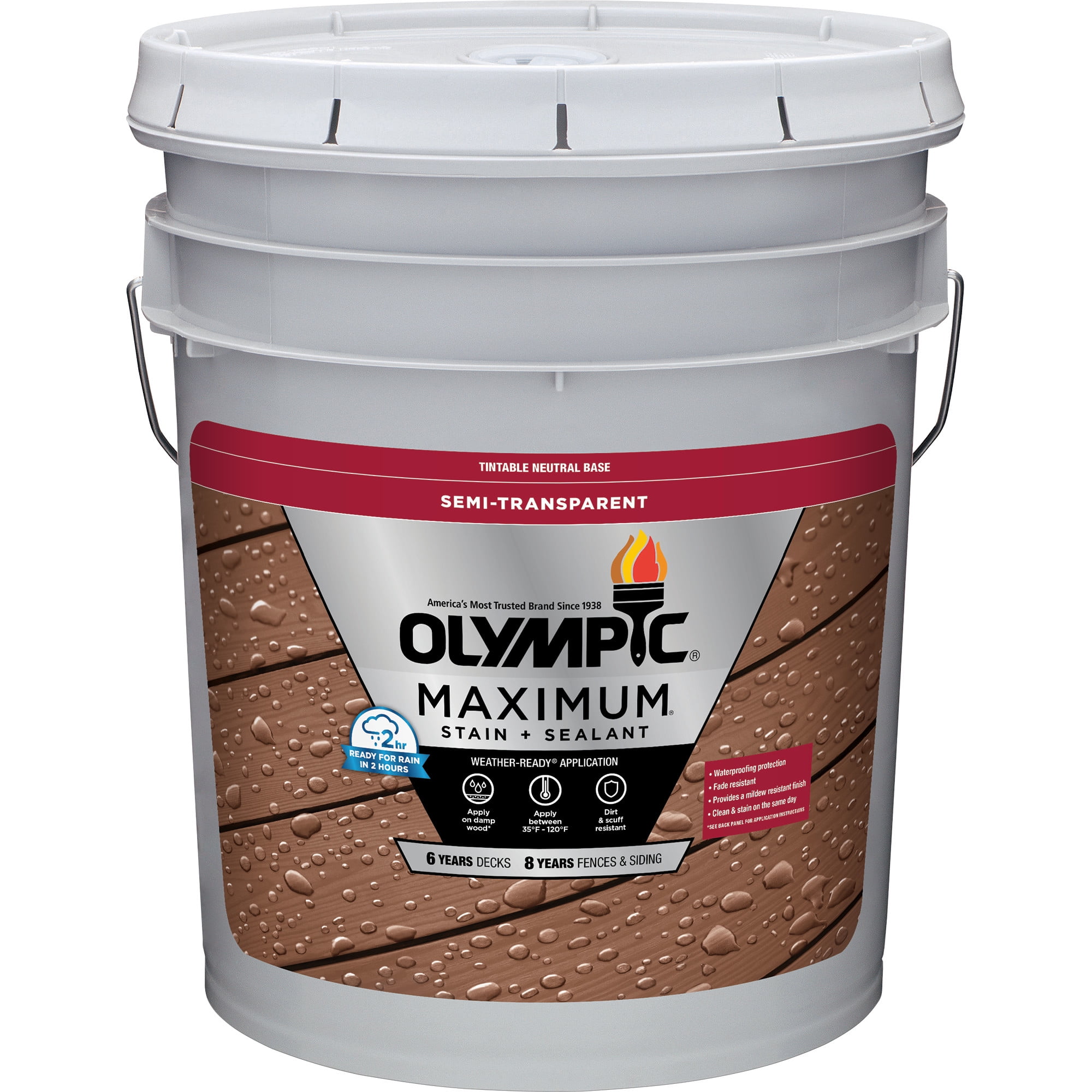 Olympic Maximum 5 Gallons ST-2002 Black Walnut Semi-Transparent Exterior Stain and Sealer in One Low VOC