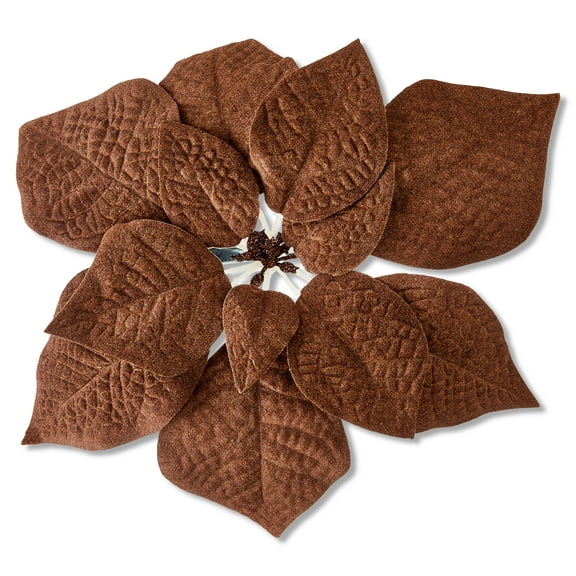 Poinsettia Christmas Clip Ornament, Brown, 11", by Holiday Time
