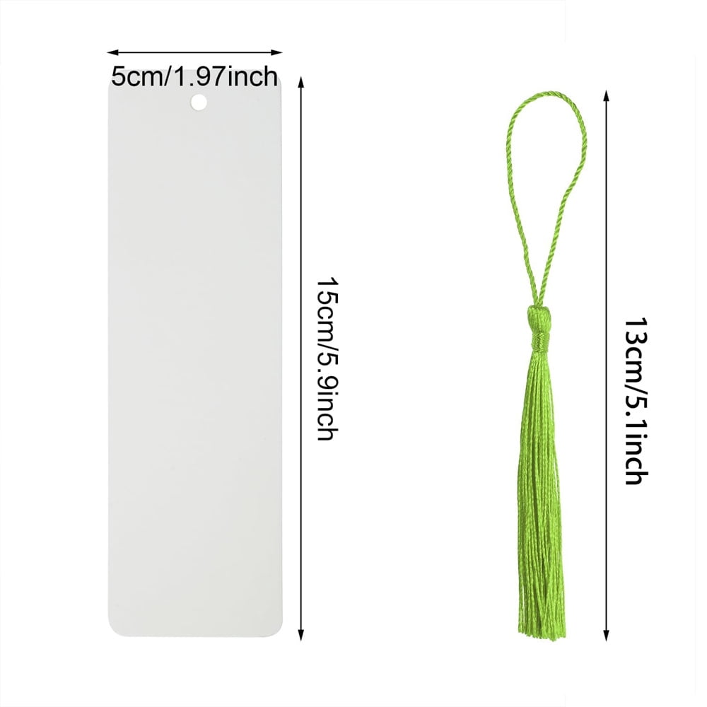 MODANU 100 Pcs Blank Bookmarks with 100 Pcs Tassels, DIY Bookmarks Bulk, Heavyweight Paper Book Marks Making Kits for Classroom Projects and DIY Craft, 6 x 2 Inches