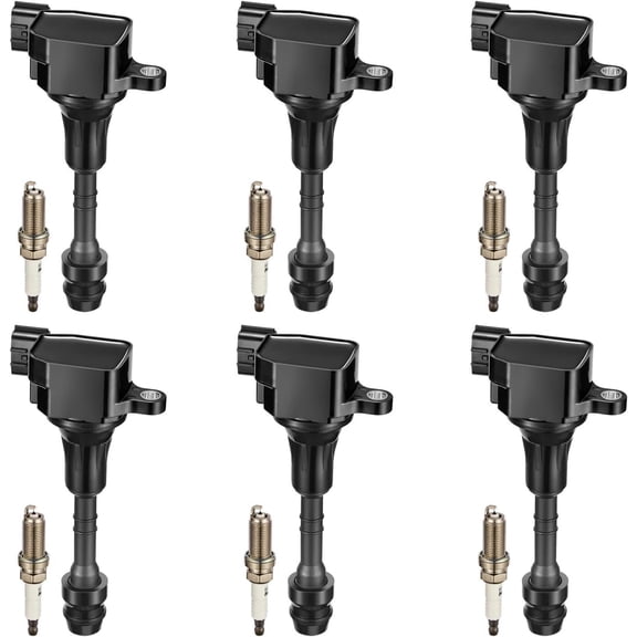 BDFHYK Set of 6 Ignition Coils pack UF401 & NGK4469 Iridium Spark Plugs for INFINITI FX35 G35 I35 M35 QX4 Nissan 350Z Altima Frontier 350Z 3.5L 4.0L V6 Replacement for C1439 22448-AL615