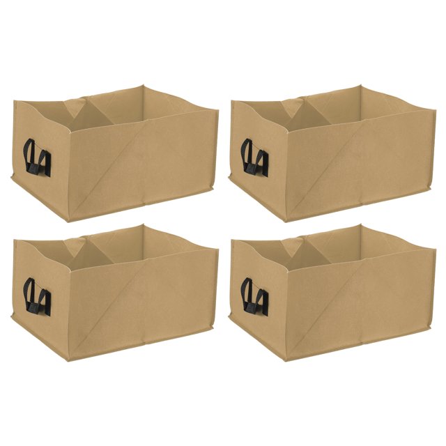 Tela Planta Cultivo Bolsas con Asas, 15.7"x11.8"x7.9" No Tejido Fieltro Jard?n Cama Maceta Contenedor Macetas para Verdura Flor Hierbas, Caqui Paquete de 4 Unique Bargains plantando bolsas de cultivo