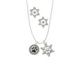 thumbnail image 2 of Delight Jewelry Silvertone Black Paw in Rope Border Silver tone Snowflake Charm Necklace and Stud Earrings, 2 of 4