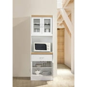 Hodedah Kitchen Cabinet with 1-Drawer, plus Space for Microwave in White