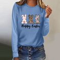 thumbnail image 2 of Easter Graphic Tee for Women Casual Long Sleeve T Shirt Holiday Print Lightweight Top Blue L, 2 of 5