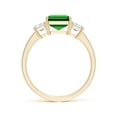 thumbnail image 2 of ANGARA Lab Grown 2.25 Ct Emerald-Cut Emerald and Lab Diamond Three Stone Ring for Women in 14K Yellow Gold (Size-9x7mm) | May Birthstone, Anniversary, Jewelry Gift for Women | Lab-Grown Emerald Ring, 2 of 8