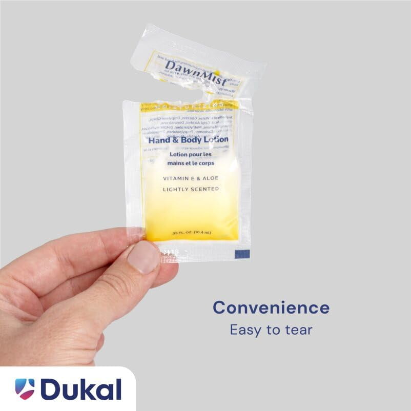 Dukal Moisturizing Hand & Body Lotion - 1000 Pack, Aloe & Vitamin E, Coconut Fragrance, 0.35 oz Single-Use, Alcohol-Free