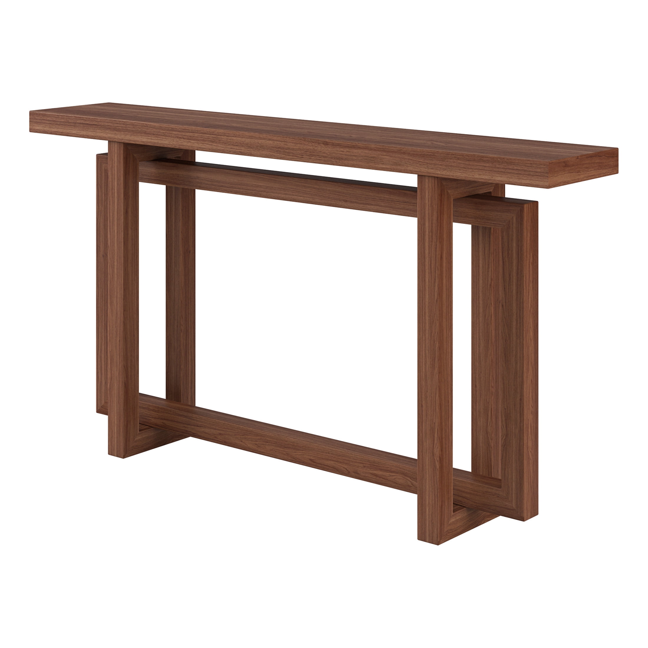 Evelyn&Zoe Modern/Contemporary 55" Wide Satin Walnut Console Table