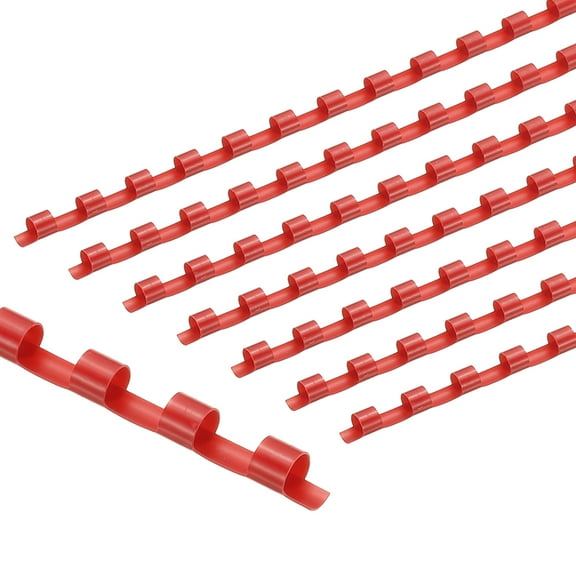 Uxcell 6mm (1/4") Plastic Binding Combs, 200 Pcs 21 Rings Comb Binding Spines 20 Sheet Capacity Letter Size for Binding Paper Sheets, Red