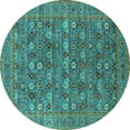 thumbnail image 1 of Ahgly Company Machine Washable Indoor Round Oriental Turquoise Blue Industrial Area Rugs, 6' Round, 1 of 4