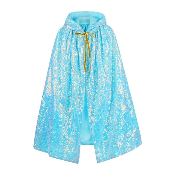 EnJoCho Girls Princess Cape Cloak Sequins Sparkly Kids Hooded Cape Halloween Christmas Party Dress Up Costum𝖾 Outerwear Robe
