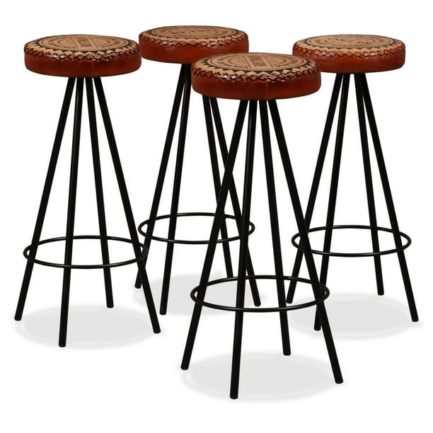 Bar Stools 4 Pcs Real Leather Table, What Is The Diameter Of A Bar Stool