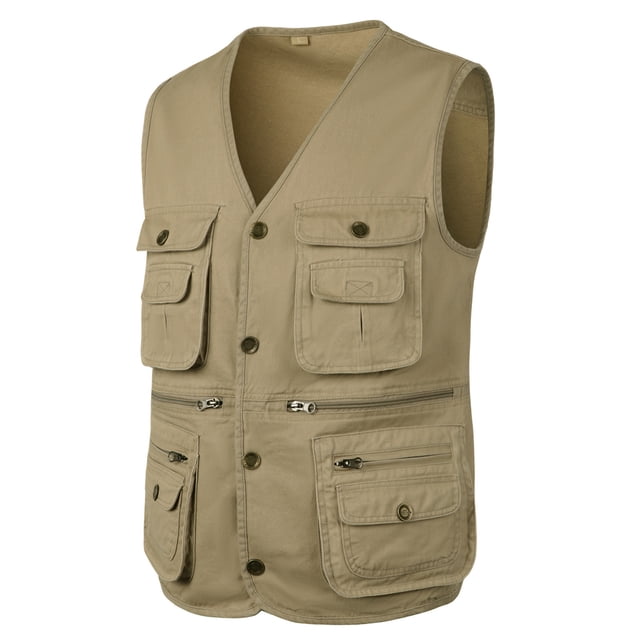 CEHVOM Men's Outdoor Vest Leisure Jacket Lightweight Vest With Zip Many Pockets