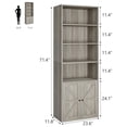 thumbnail image 2 of Qinaqin 71.4-inch wooden si x -layer bookshelf industrial style display storage rack farmhouse bookcase con doors, 2 of 7