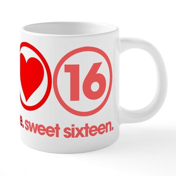 CafePress - Peace,Love, Sweet Sixteen - 20 Oz White Ceramic Mega Mug