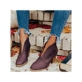 thumbnail image 3 of Gomelly Womens Boot Pointy Toe Ankle Booties Slip On Stacked Heel Bootie High Shoes Work Walking Winter Boots Wine Red 8.5, 3 of 3