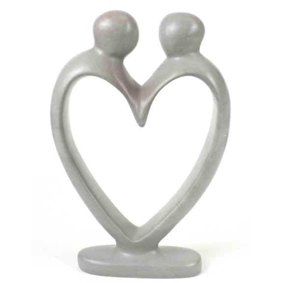 Handcrafted Soapstone Lovers Heart Sculpture in White Smolart