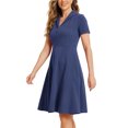 thumbnail image 4 of INSPIRE CHIC Women's 1950s Retro Vintage V Neck Button Down A-Line Swing Wear-to-Work Dress, 4 of 6