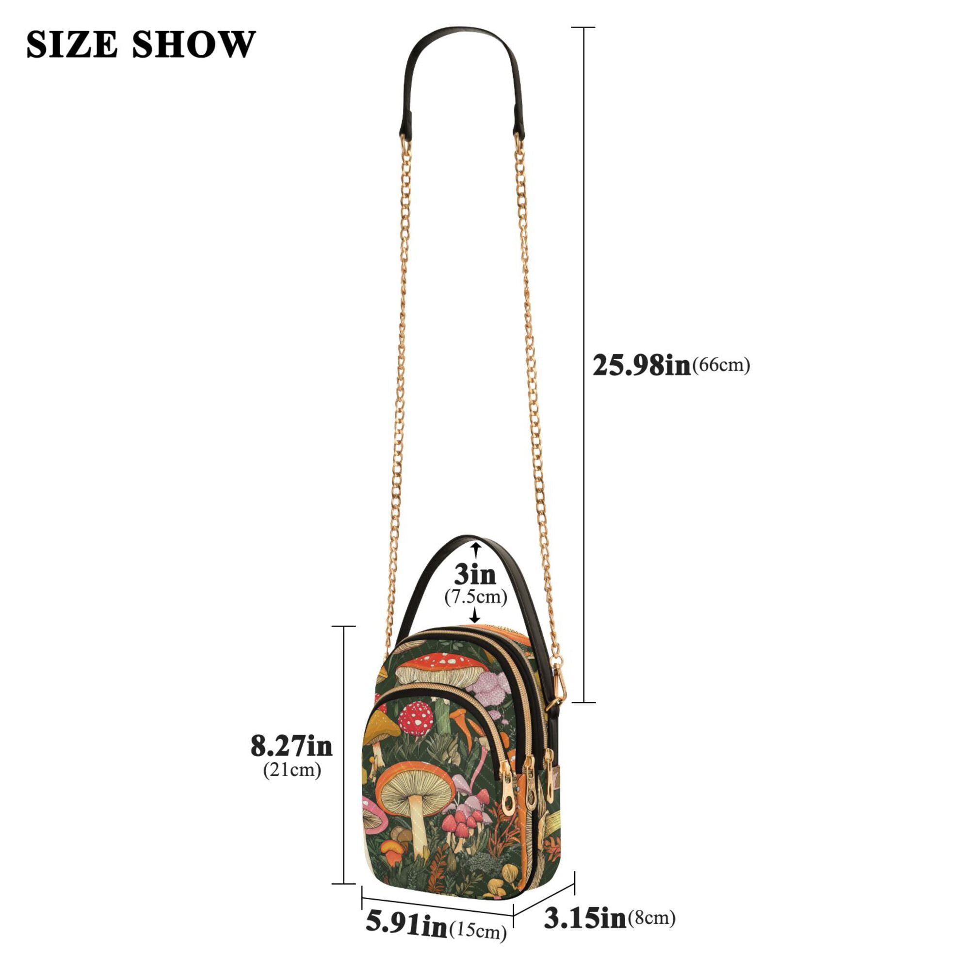 FORMRS Crossbody Bag for Women Quilted Travel Shoulder Cell Phone Purse with Chain Strap Handbag, Colorful Mushroom