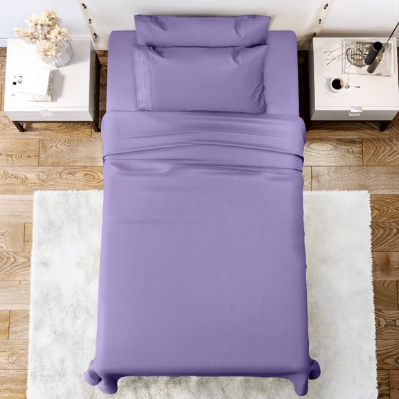 Lux Decor Collection Bed Sheets, High GSM 4 Piece Microfiber Twin XL Sheets Set, 16" Deep Pocket Bed Sheet - Lavender