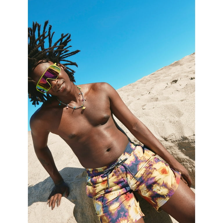 No Boundaries Men s Big Men s Elastic Waist Swim Trunks 7 Inseam Sizes S 5XL Walmart