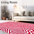 thumbnail image 2 of ODIKA 2'x3' Machine Washable Non-Slip Area Rug, Cane Stripe Wave Duo Sweet Holiday Style High Traffic Rug, Red, 629911, 2 of 7