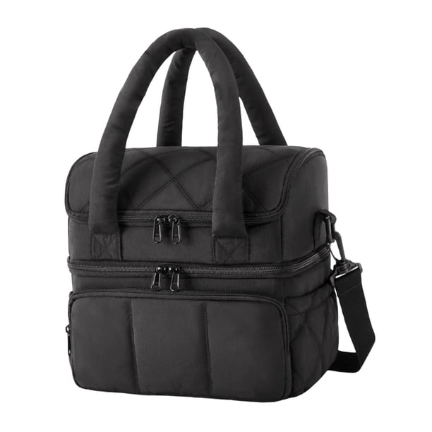 Lonchera, bolso de mano, contenedor, correa de hombro ajustable, bolso multifunción Negro