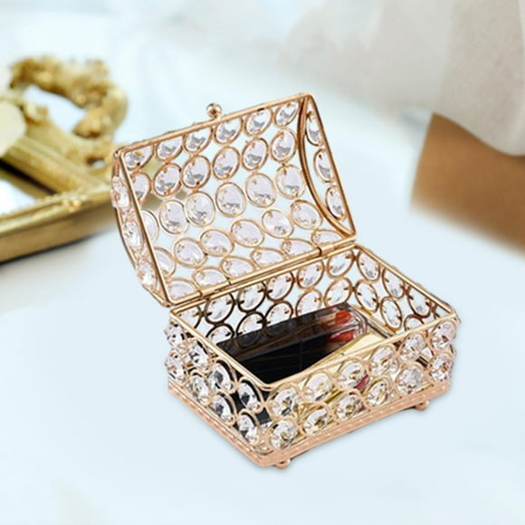 Joyero de cristal con cubierta, caja del tesoro ligera y portátil, organizador de baratijas para tocador de escritorio, decoración de aniversario de