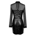 thumbnail image 6 of Xdegoge Faux Leather Dress for Women, Sheer Long Sleeve Bodycon Mini Dresses with Neckline Club and Party, 6 of 6