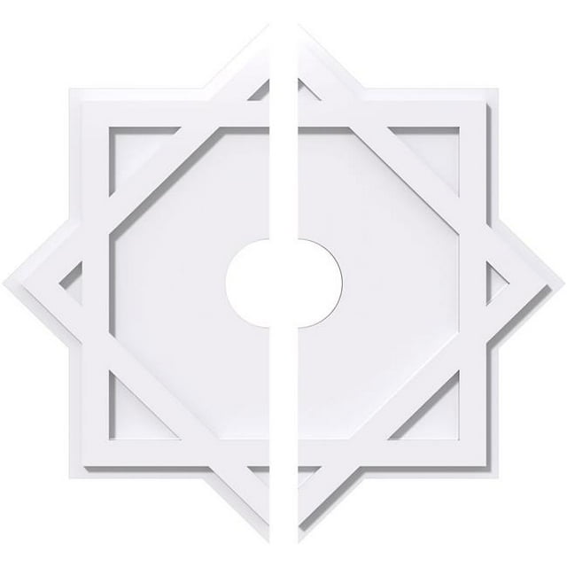 Ekena Millwork CMP36AL2-06000 36 in. OD x 6 in. ID Carré Axel Architectural Grade Médaillon de Plafond Contemporain PVC - 2 Pièces