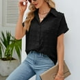 thumbnail image 4 of TTUHYWXI Womens Short Sleeve Shirts V Neck Collared Button Down Shirt Tops with Pockets (Black, XXL), 4 of 9