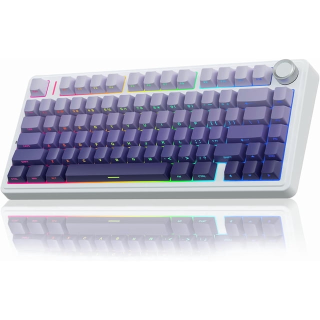 AULA F75 Pro Wireless Mechanical Keyboard,75% Hot Swappable Custom Keyboard with Knob,RGB Backlit,Pre-lubed Reaper Switches,Side Printed PBT Keycaps,2.4GHz/USB-C/BT5.0 Mechanical Gaming Keyboards