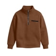thumbnail image 7 of BLVB Boys Waffle Textured Quarter Zip Sweatshirts Fashion Long Sleeve Pullover Tops Kids Trendy Athletic Casual Outfits(Khaki,3-4 Years), 7 of 7