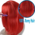 thumbnail image 3 of Bob Wigs Human Hair Straight Lace Part Blunt Cut Middle Parting Light Red 180% Density Glueless Remy Wig Shoulder Length 14 Inch, 3 of 7