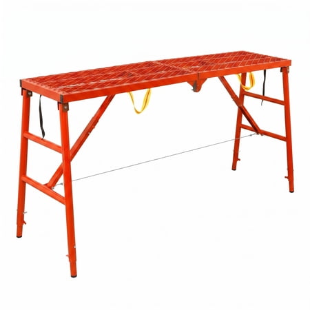 770 Lbs Scaffolding Platform, Folding Work Platform for Construction Teams and DIY Users, 5-Level Adjustable Work Platform with Textured Surfaces