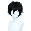 thumbnail image 1 of Peluca corta y negra de capas Linfairy para cosplay y disfraces de Halloween para hombres, 1 of 3