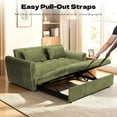 thumbnail image 6 of FFH 65" Futon Couch, 3-in-1 Pull Out Sofa Bed, Velvet Loveseat Sleeper with Adjustable Backrest for Living Room, Green, 6 of 7