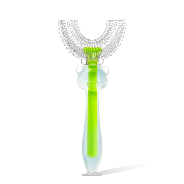 Cepillo de dientes de silicona en forma de U, boca completa, doble cara, dientes completos para niños, mordedores de 360 grados con suministros de limpieza de dientes, pequeño, verde Advancent HA009125-05