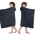 thumbnail image 4 of Colorful Doodle Dinosaurs Dark Pattern Hooded Bath Towel，50"x30" for Ages 3 To 12 Kids, Quick Dry Lightweight Soft Microfiber Hood Beach Towel Cover Up for Kids, 4 of 7