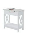 thumbnail image 1 of Pemberly Row Table d'Appoint à Dessus Rabattable avec Station de Charge et Étagère en Finition Bois Blanc, 1 of 13