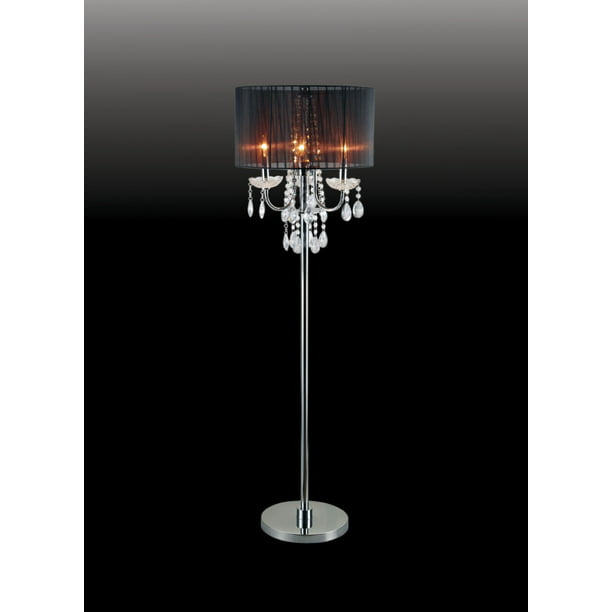 Furniture Of America Genevieve Sheer, Black Crystal Floor Lamp