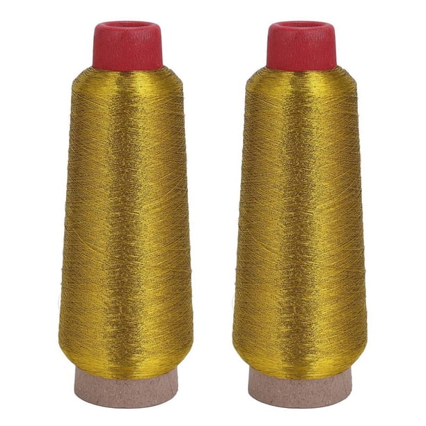 2X Hilos de Bordado de Puntada de de Computadora 3000M de Hilo de Coser Hilo Metalico Textil de Bordado Tejido Dorado